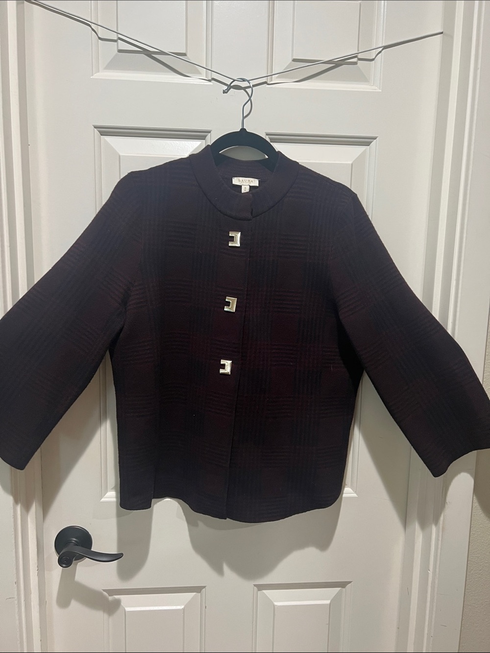 St. John Collection Women's Dark Burgundy Textured Boxy Jacket